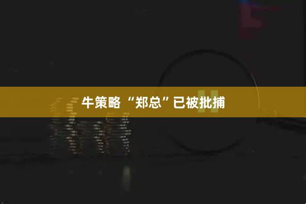 牛策略 “郑总”已被批捕